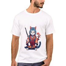 T-Shirt för japansk Samuraj Katt Ninja Krigare