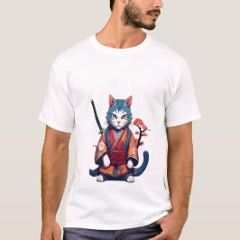 T-Shirt för japansk Samuraj Katt Ninja Krigare