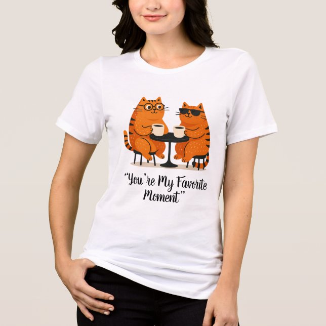 T-shirt för kattpar på kaffedatumen (Framsida)