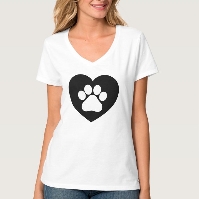 T-shirt för kvinnor med design i form av tassavtry (Framsida)