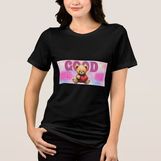 T-shirt för kvinnor med Teddy Bear - Goda Vibratio (Framsida)