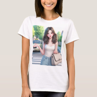 T-Shirt för kvinnor med vacker 3D Art Dam Skriv ut