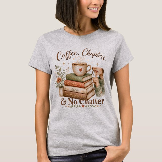 T-shirt för läsare av kaffe, kapitel och utan snac (Framsida)
