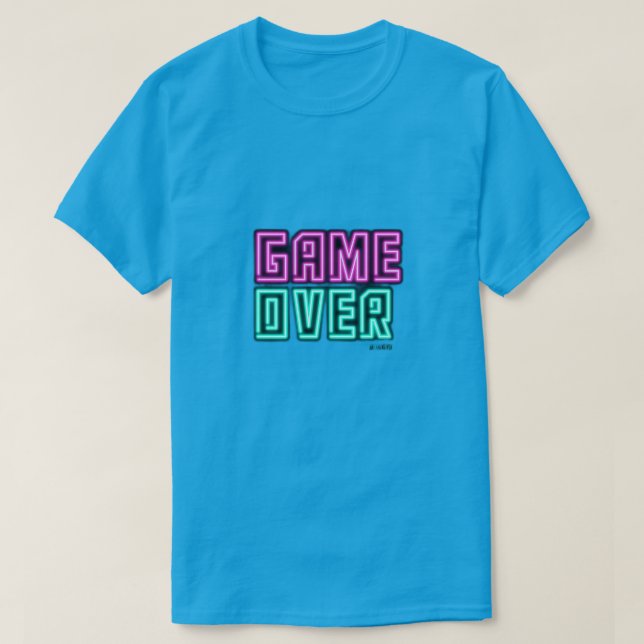 T-shirt för män Game Over Neon Gamer  (Design framsida)
