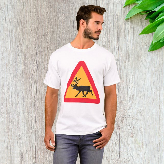 T-Shirt för Män med Skylt för Älgpassage (Skapare uppladdad)