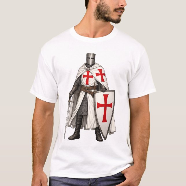 T-shirt för män med Tempelriddare-korsfarare (Framsida)