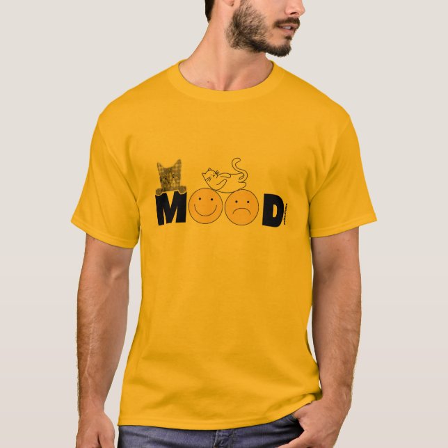T-shirt för män Rolig Katt Humör (Framsida)