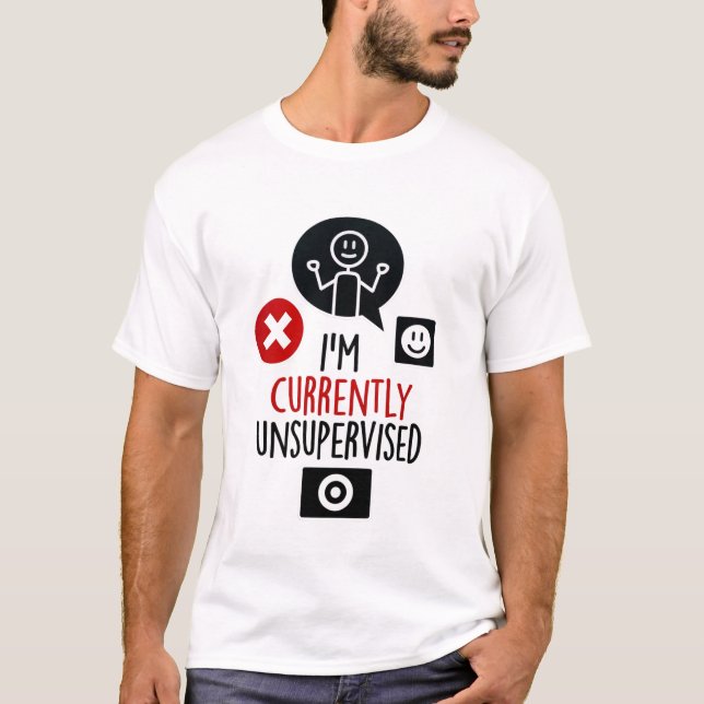T-shirt för män som för närvarande är utan övervak (Framsida)