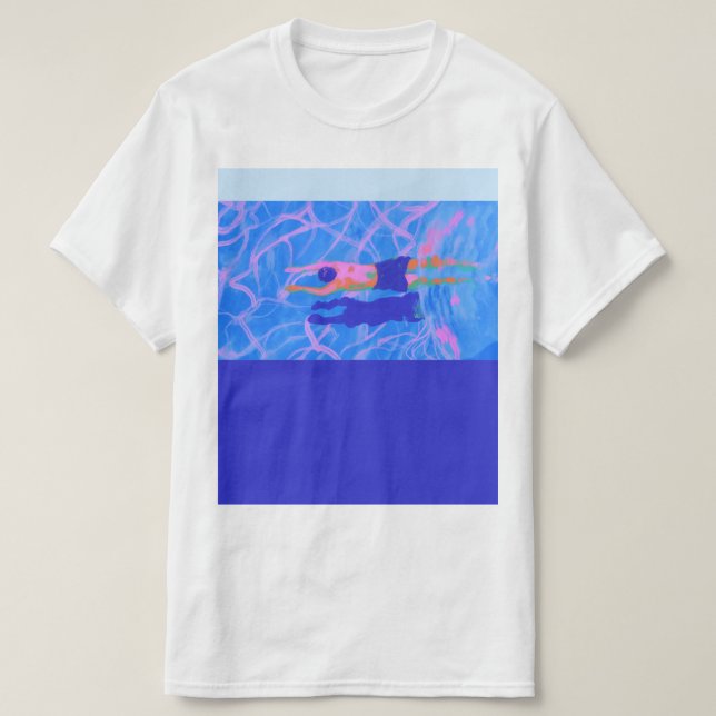 T-shirt för män sommar vatten pool  (Design framsida)