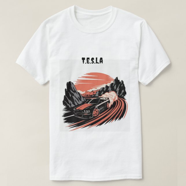 T-shirt för män t.e.s.l.a (Design framsida)