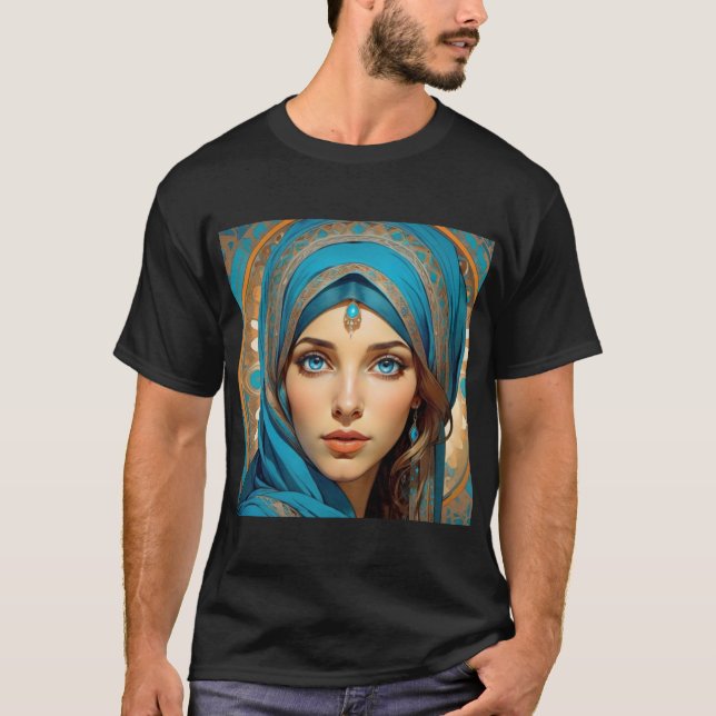 T-shirt för manar med Blue Ögon Beauty Women (Framsida)