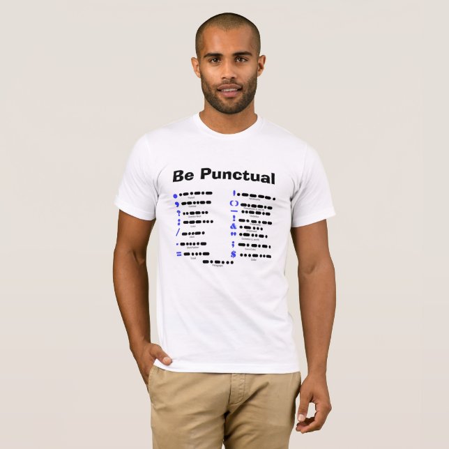 T-shirt för morse-kod-interpunktionsdiagram (Hel framsida)