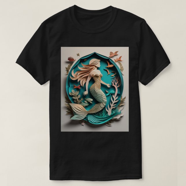 T-shirt för Papper sjöjungfru-design (Design framsida)