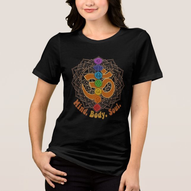 T-Shirt för Sacred Geometry & Chakras yoga (Framsida)