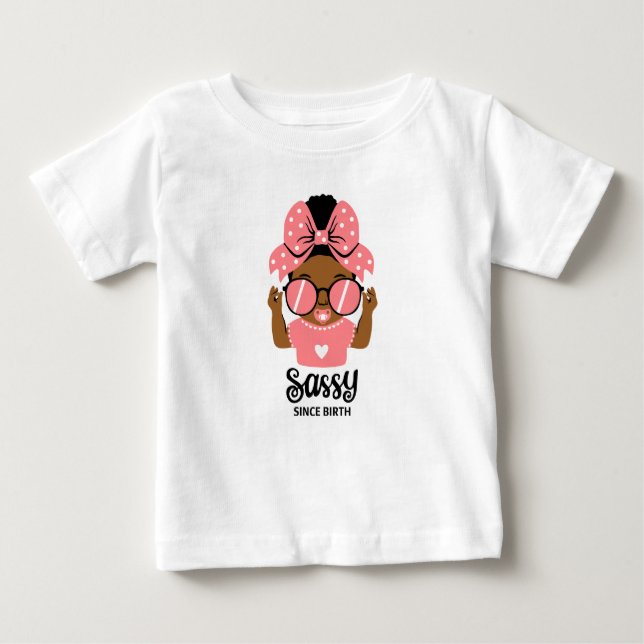 T-Shirt för sassy småbarnsflicka med afro och solg (Framsida)