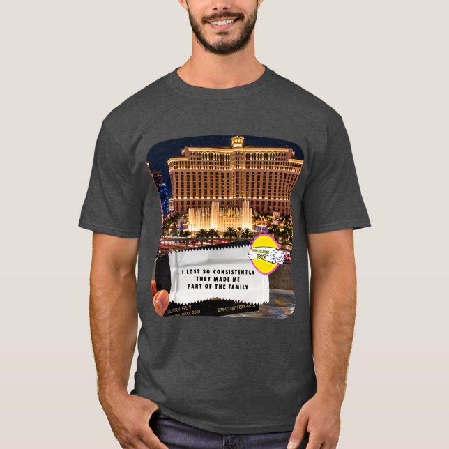 T-shirt för skämt om tuggummipappercasino (Framsida)