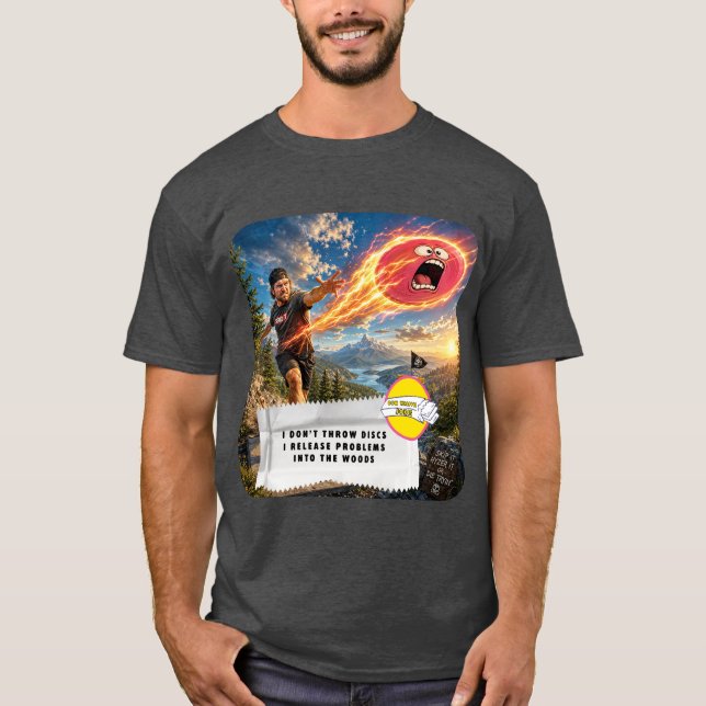 T-shirt för skoj med tuggummipapper och discgolf (Framsida)