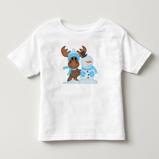 T-shirt för småbarn-pojkar i julhuset Moose (Framsida)