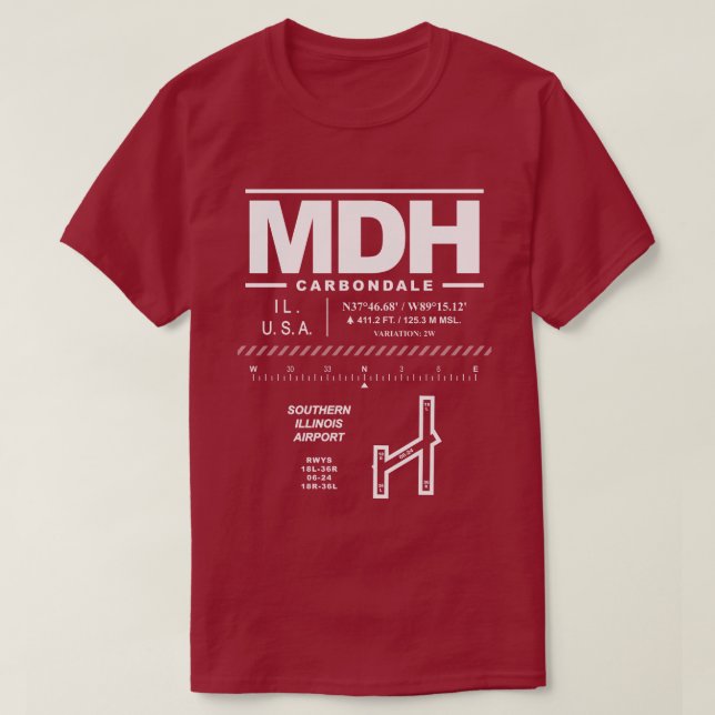 T-shirt för Southern Illinois Airport MDH (Design framsida)