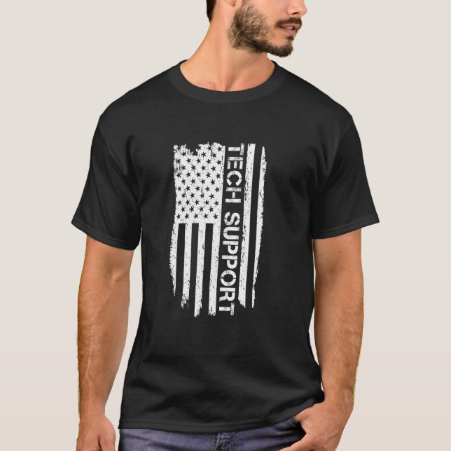 T-Shirt för Teknisk Support, T-Shirts med Amerikan (Framsida)