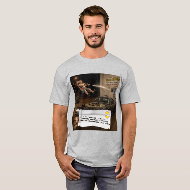 T-Shirt för Tuggummifolieskämt Biltvätt (Hel framsida)