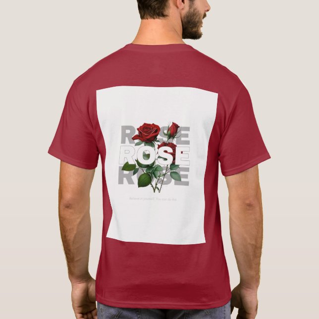 T-shirt för unisex röda rosor blomster grafisk  (Baksida)