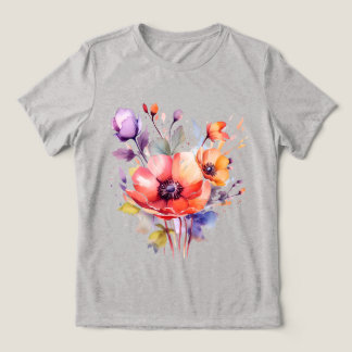 T-shirt för vattenfärgspapper är en känslig blommi