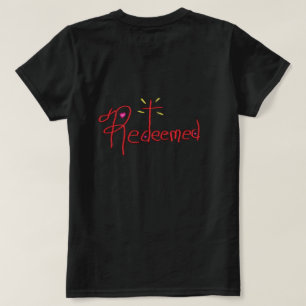 T Shirt ‘Förlöst’ Handritad Text Kors Hjärtan