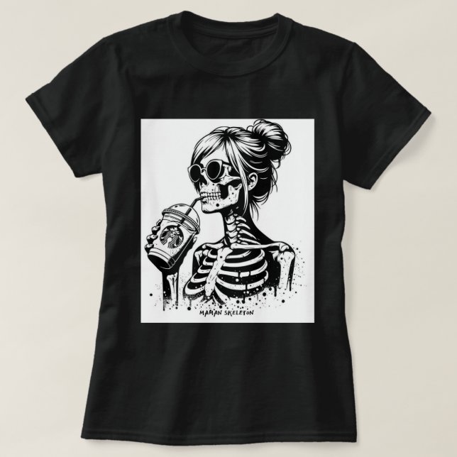 T-SHIRT FUNNY MAMAN SKELETON (Design framsida)