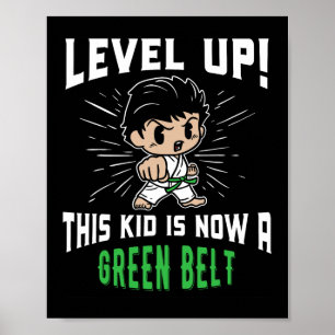 T-shirt-gåvor för barn karateuniform grönt bälte u poster