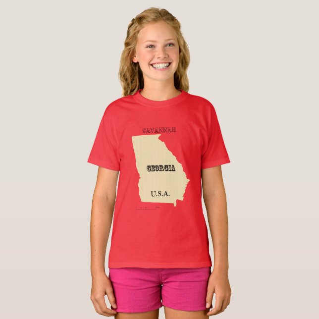 T-shirt - Georgia Karta med Stad (Hel framsida)