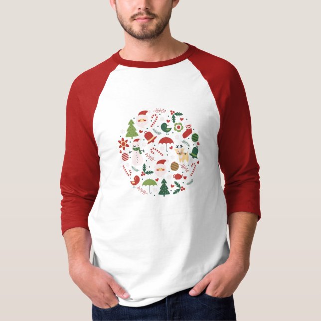 T Shirt god jul träd önskemål jultomten (Framsida)