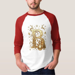 T-Shirt Gold Letter B Luxury Snowman Raglan 3/4