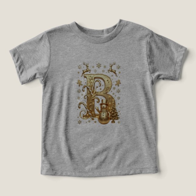 T-Shirt Gold Letter B Luxury Toddler Triblend (Design Framsida)