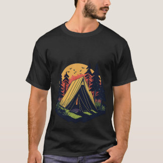 T-shirt-grafik, platt design av en ensam tält t shirt