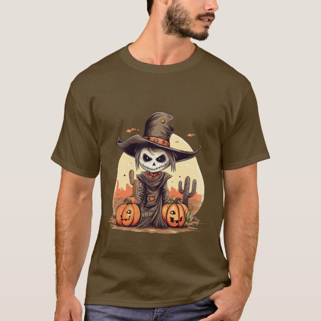 T-shirt Halloween Skeleton Citrouille (Framsida)