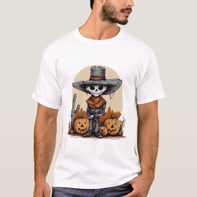 T-shirt Halloween Skeleton Citrouille (Framsida)