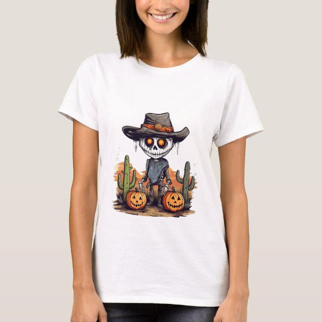 T-shirt Halloween Skeleton Citrouille (Framsida)