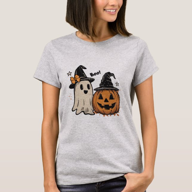 T-shirt Halloween, Vintage Boo Ghost (Framsida)