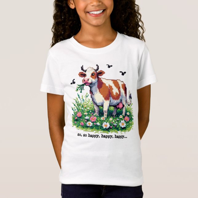 T-Shirt "Happy Cow" Pixel-Art (Framsida)