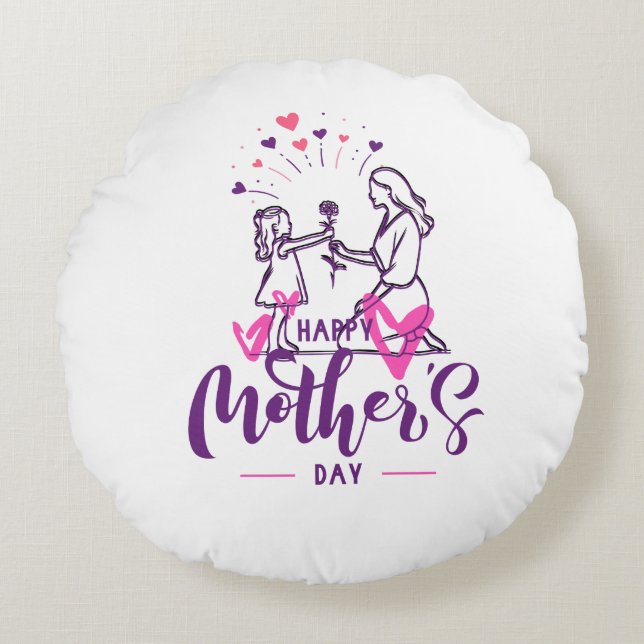 T-shirt Happy Mother day Girf  Rund Kudde (Framsidan)