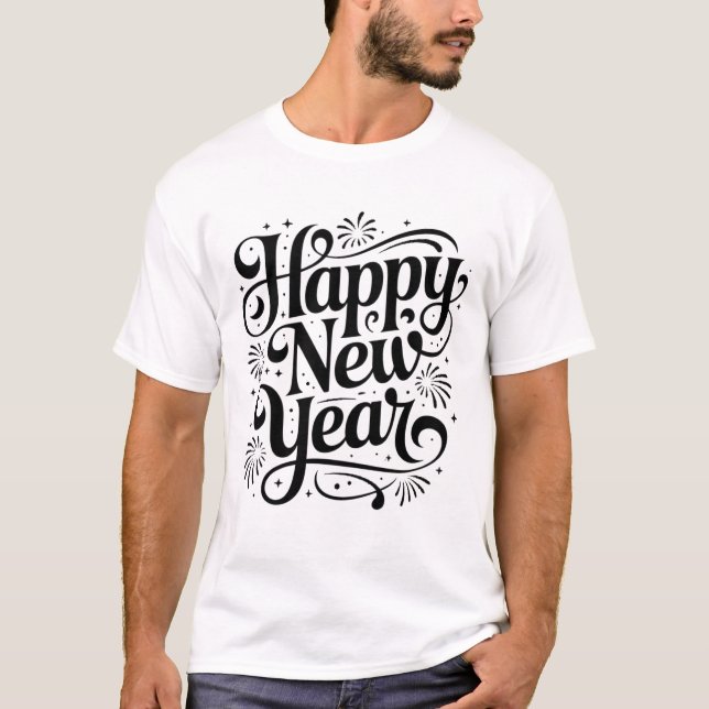 T-shirt Happy New Year, Tenue Nouvel An, Chemise (Framsida)