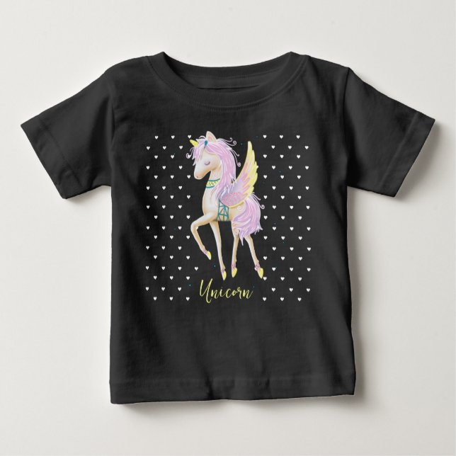 T-Shirt har en söt Unicorn-design. (Framsida)