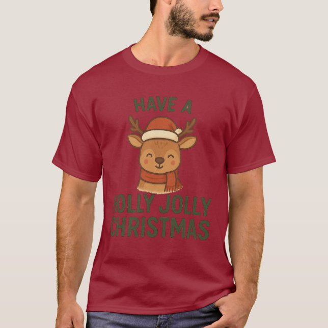 T-Shirt Have a Jolly Jolly Christmas (Reindeer) (Framsida)