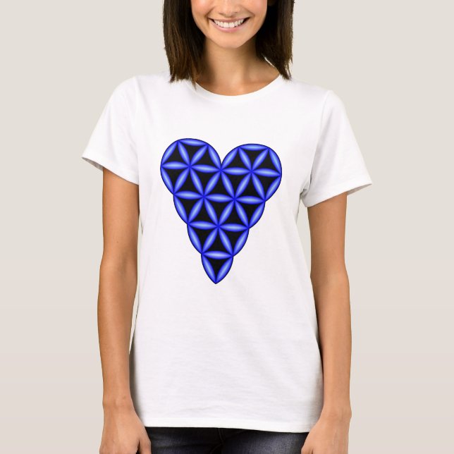 T-Shirt - 'Heart of Life', 3D, Blue. (Framsida)