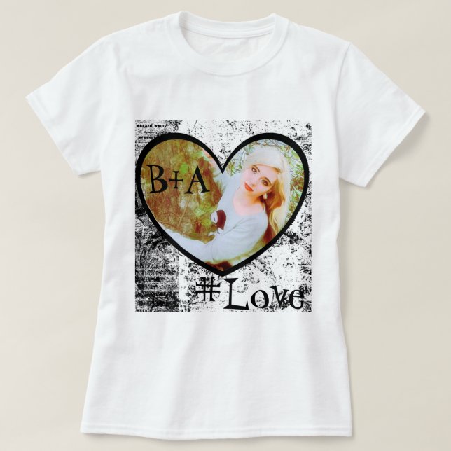 T-Shirt, Hjärtform Foto Infoga T-shirt (Design framsida)