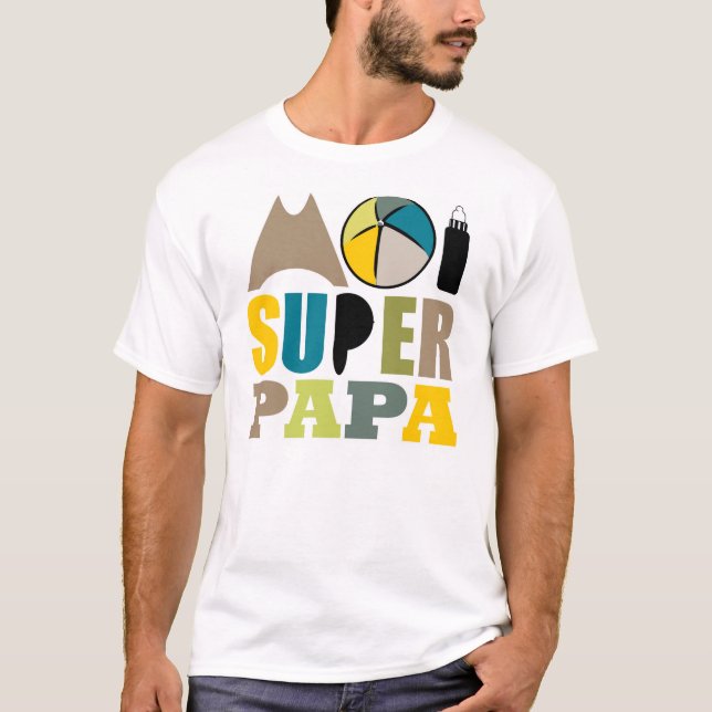 T-Shirt Homme - Logo Moi Super Papa Nature (Framsida)