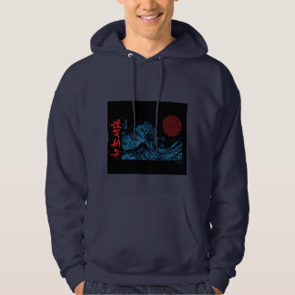 T-Shirt Hoodie med Japanska Stora Vågen