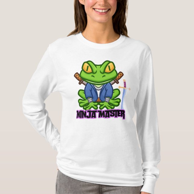 T-shirt/hookar Frog Ninja Master logotyp Design T Shirt (Framsida)
