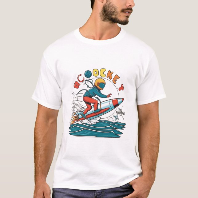 T-shirt/ hookar "Rocket Surfing" logotyp design T Shirt (Framsida)